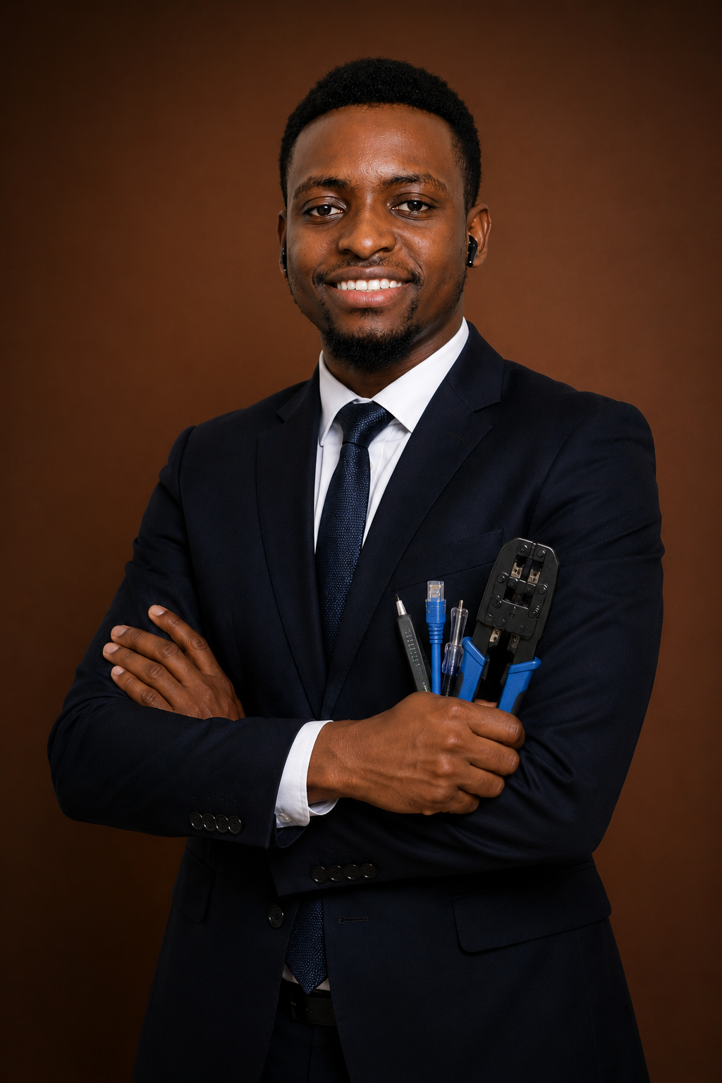 Foto de Edgar Aracnídio de braços cruzados sorrindo